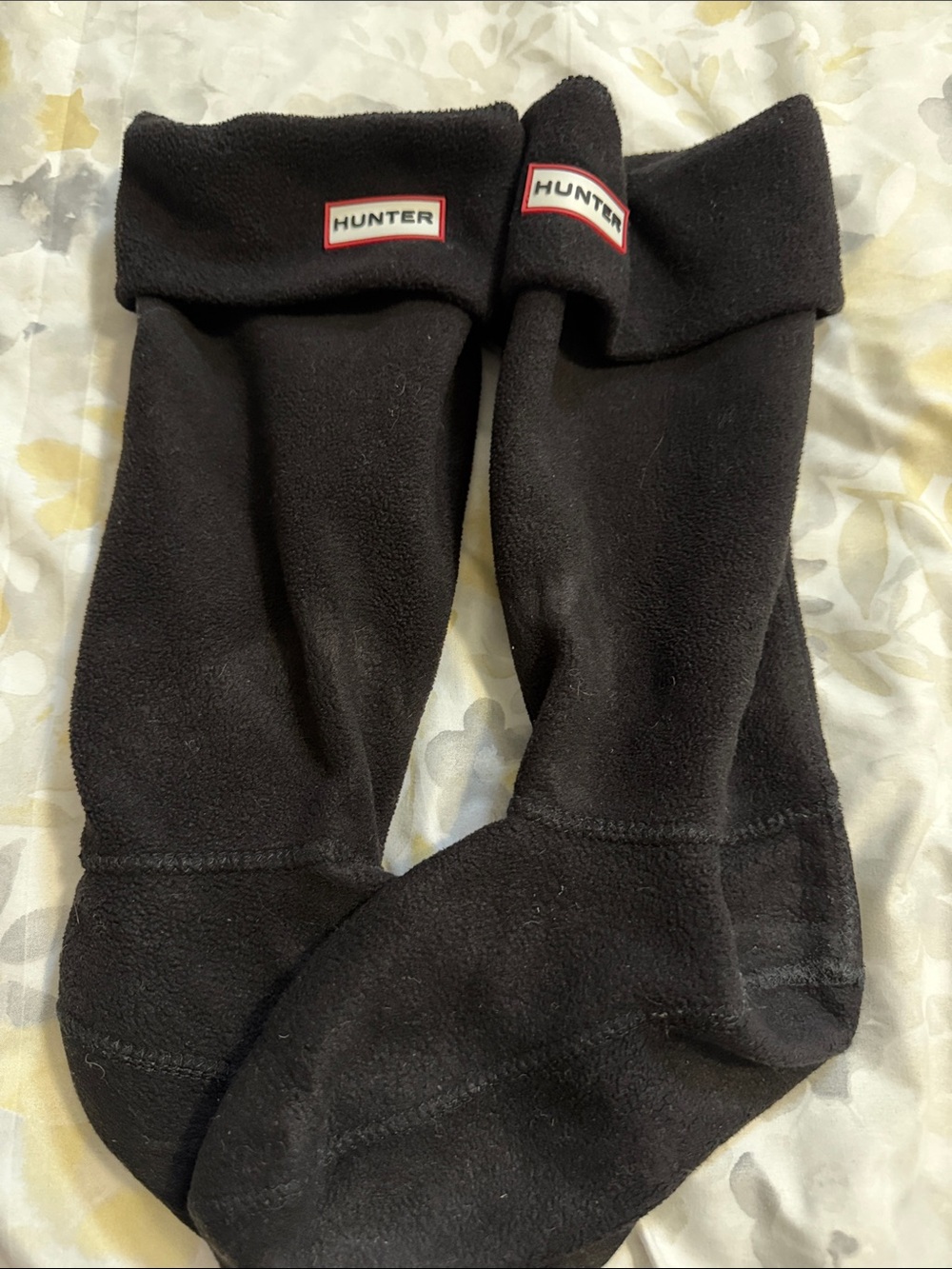 Hunter Black Fleece Boot Socks with Logo Cuff